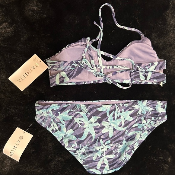 NWT Athleta Palm Tropic Bikini SET Large Top & XL Bottom Island Blue Purple Swim - Picture 6 of 7